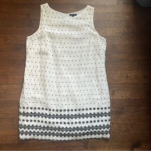 Lands End size 16W white polka dots embroidered dress